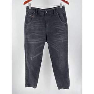 Diesel Fayza Evo Jeans Black Relaxed Boyfriend Low Waist Distressed Size 26